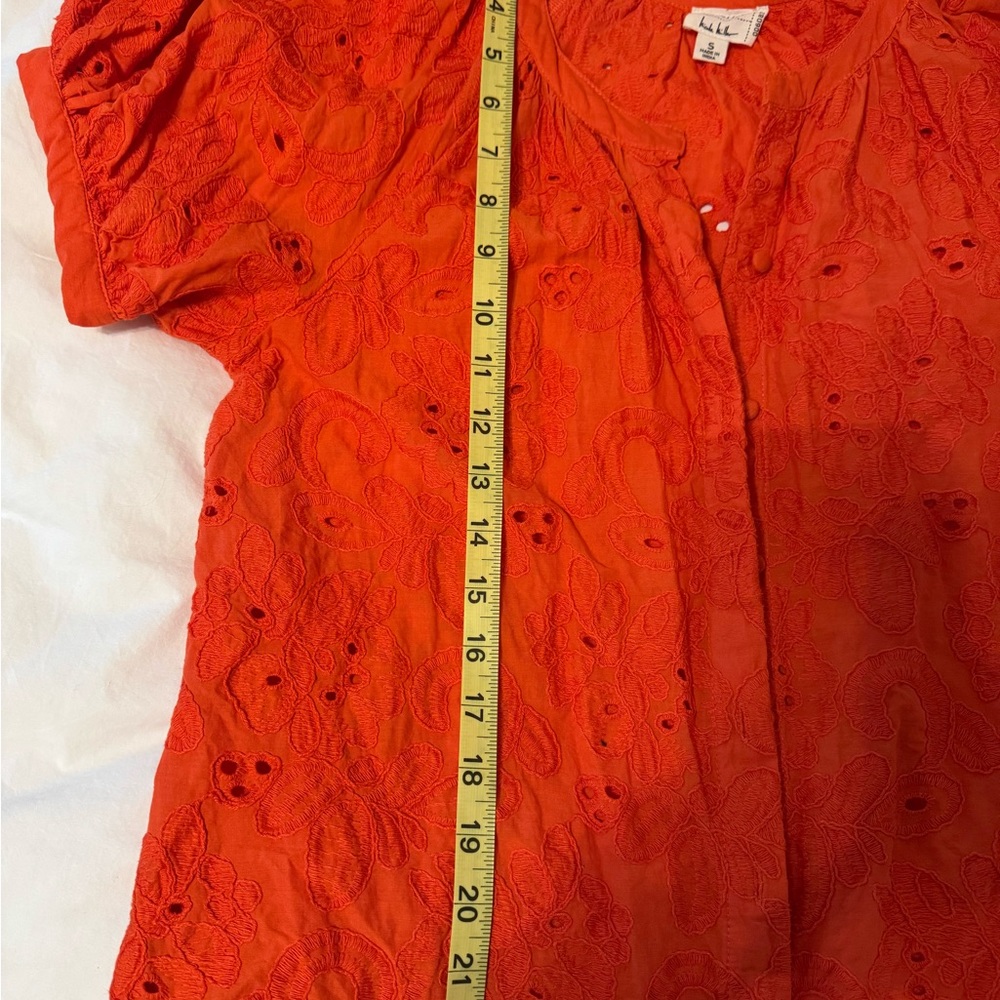 Nicole Miller Vibrant Orange Eyelet Blouse